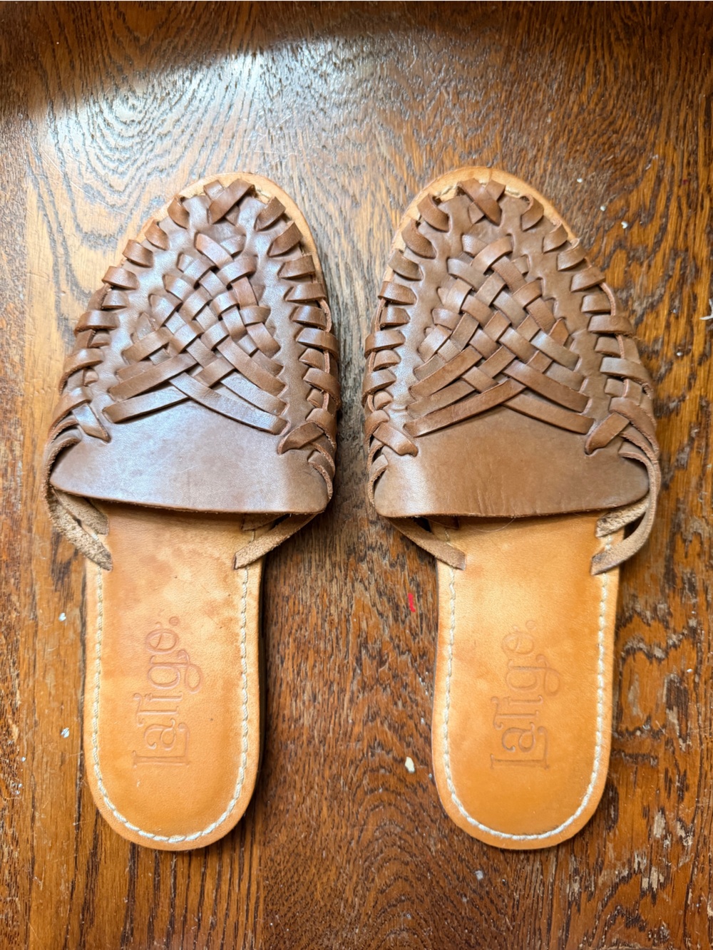Latigo Brown Woven Leather Slide Mules